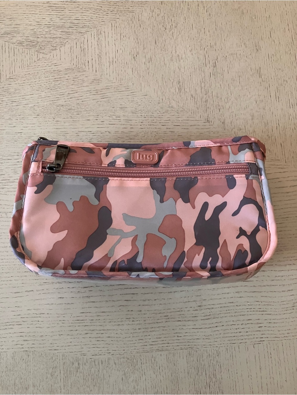 lug Parasail Pink Camo Nylon Cosmetic Bag with Front Zip